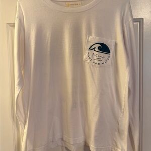 Ocean Drive White Long Sleeve Tee with Blue Graphic